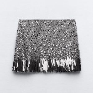 NWT 🪩 Zara Silver Sequin Mini Skirt